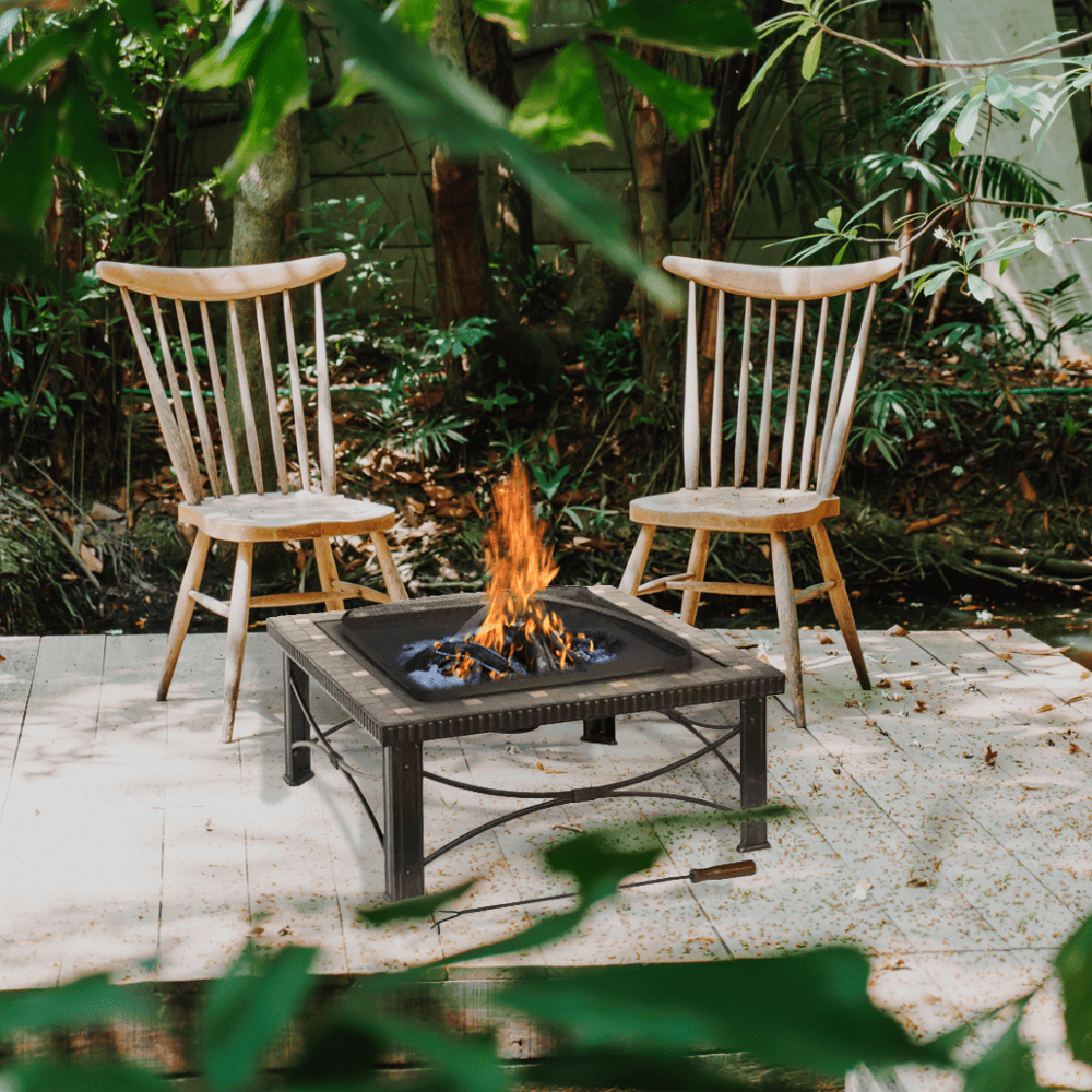30" Square Slate Tile Fire Pit Outdoor Patio Heater Fireplace - OZ Home Deals