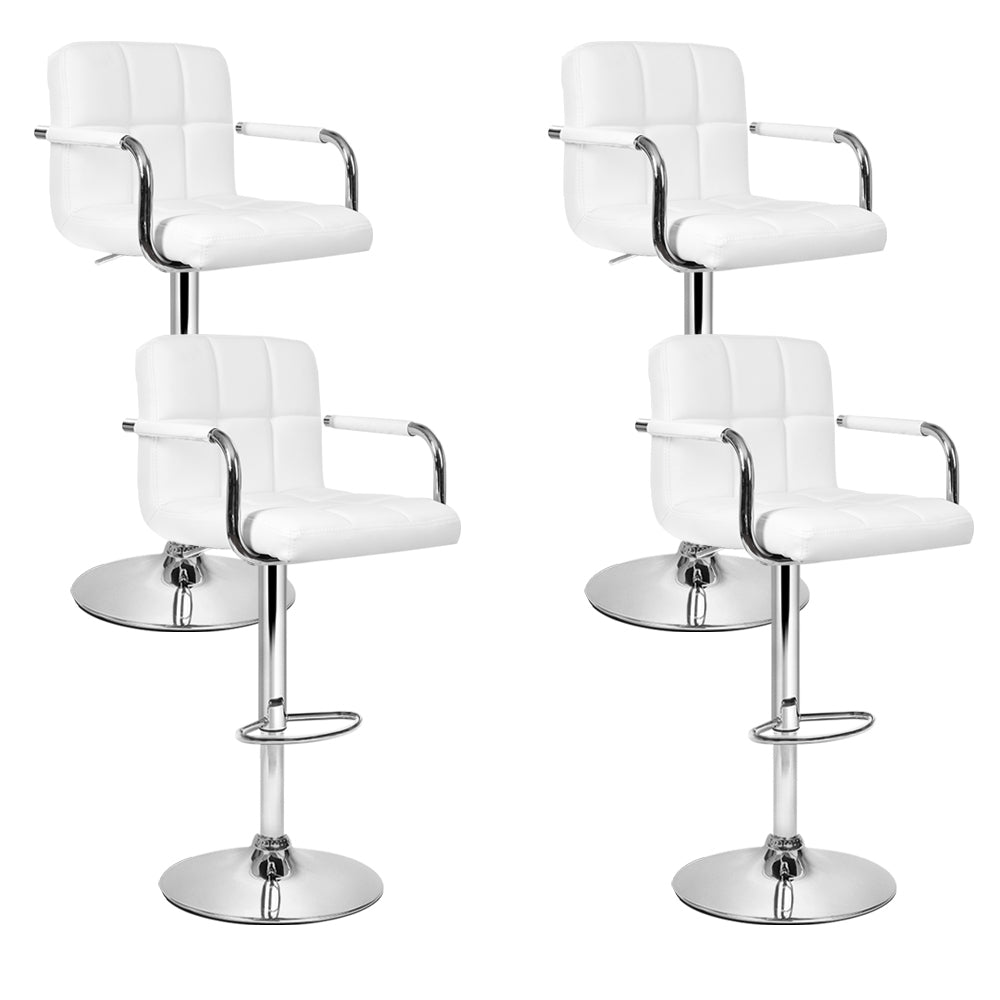 Luxora Elite PU Leather Bar Stools – Set of 4 (White)