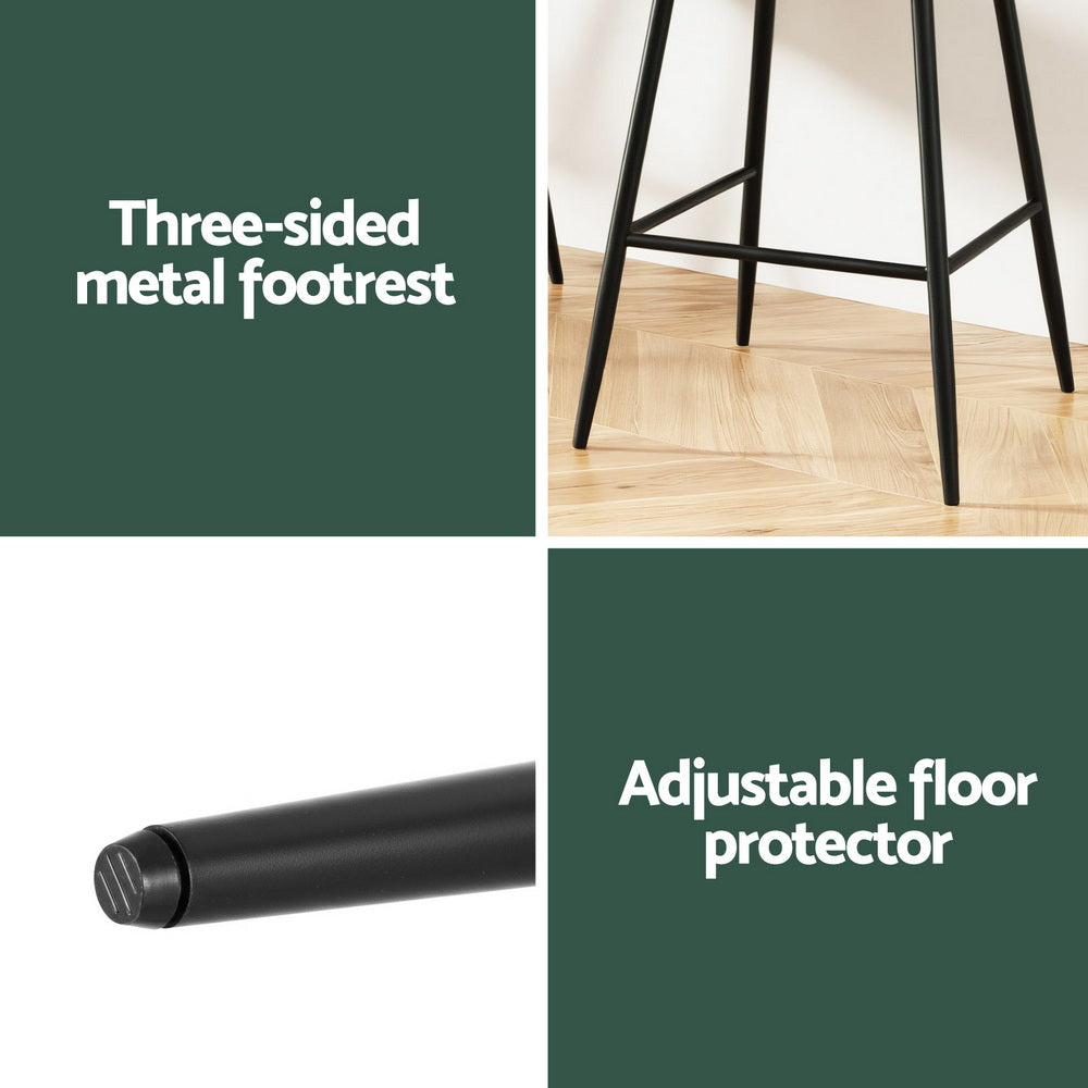 2x Brisbane Velvet Bar Stools – Ergonomic Tub-Style, Green/Black