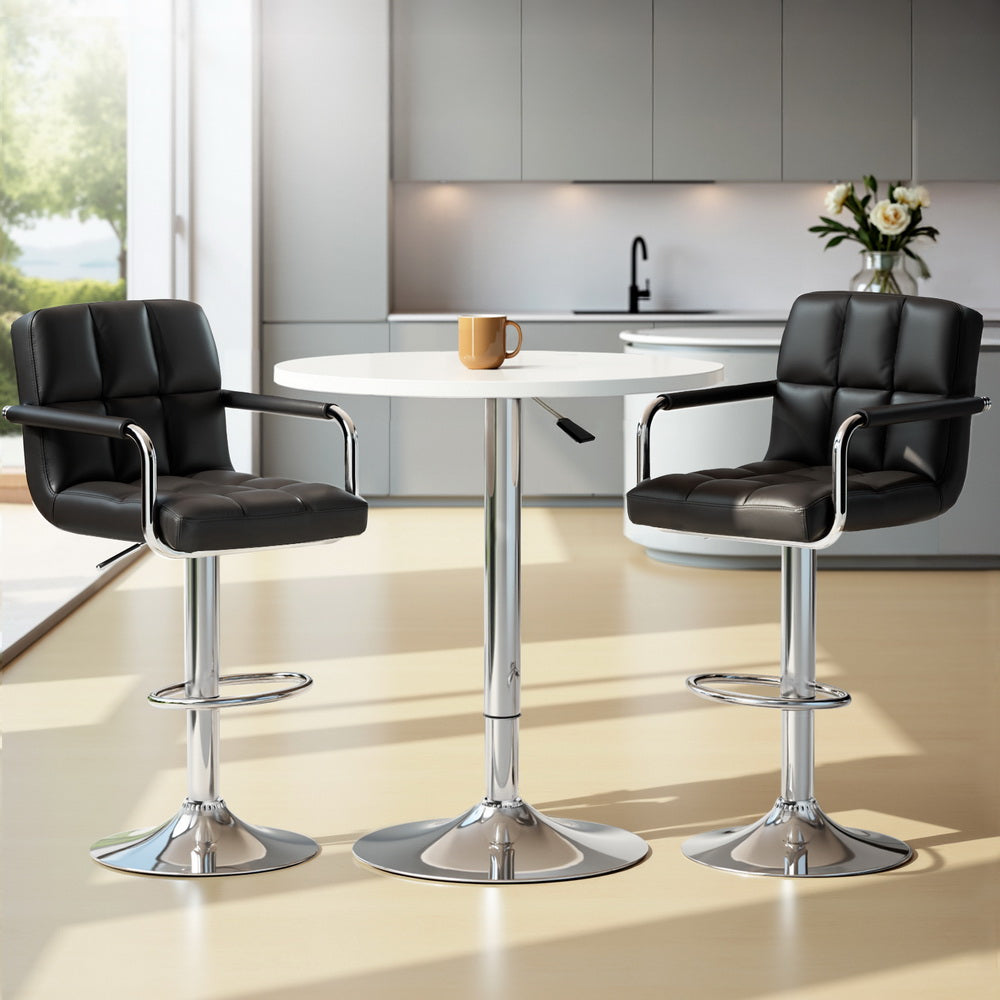 Sunshine 3-Piece Swivel Bar Table & Stools Set – White & Black