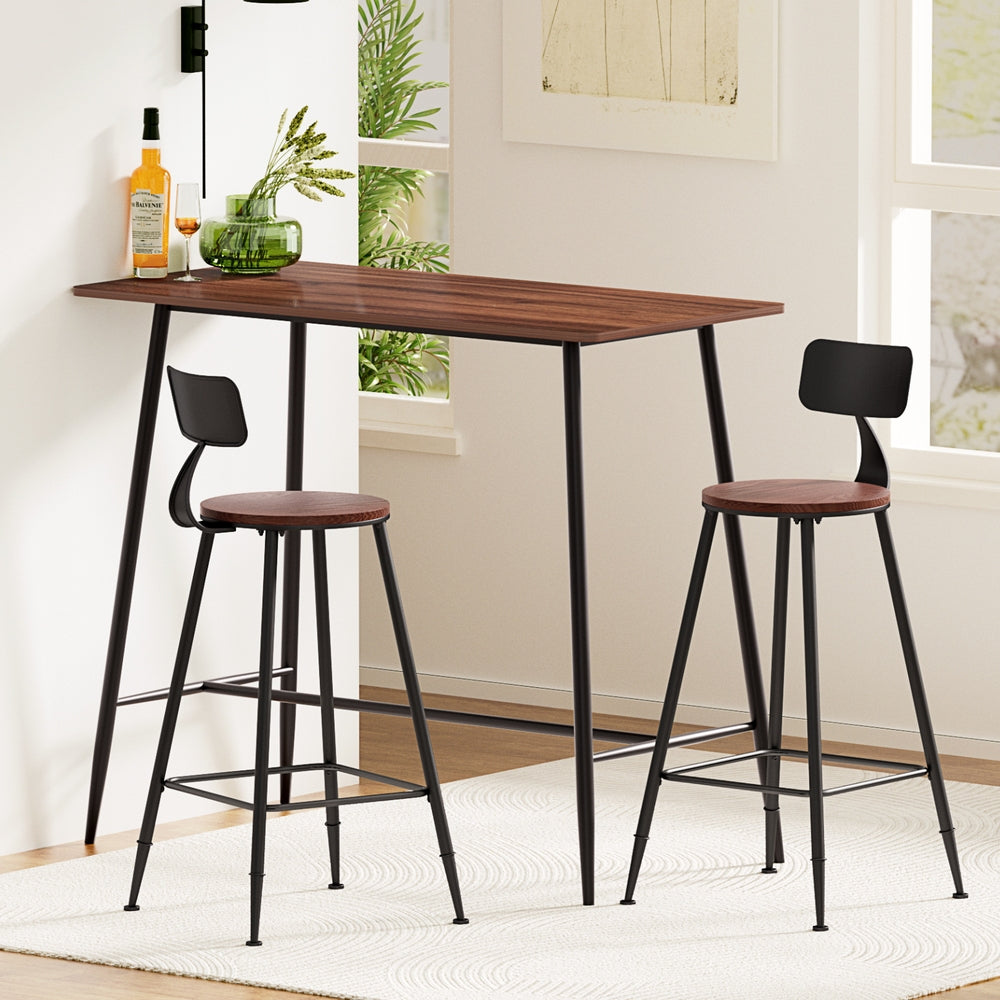 Adelaide Industrial Bar Table & Stools Set – Oak & Black Steel