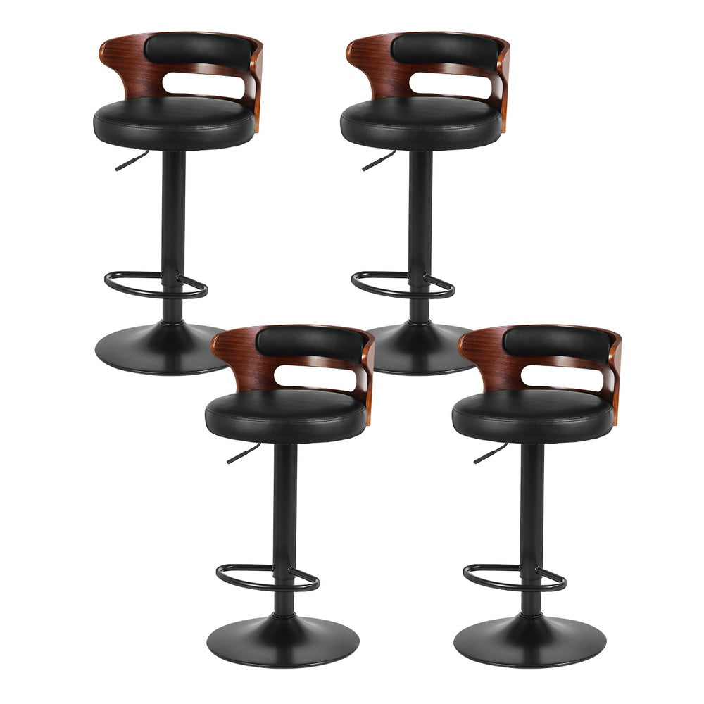 Grandeur PU Leather Swivel Bar Stools – Set of 4 (Black)