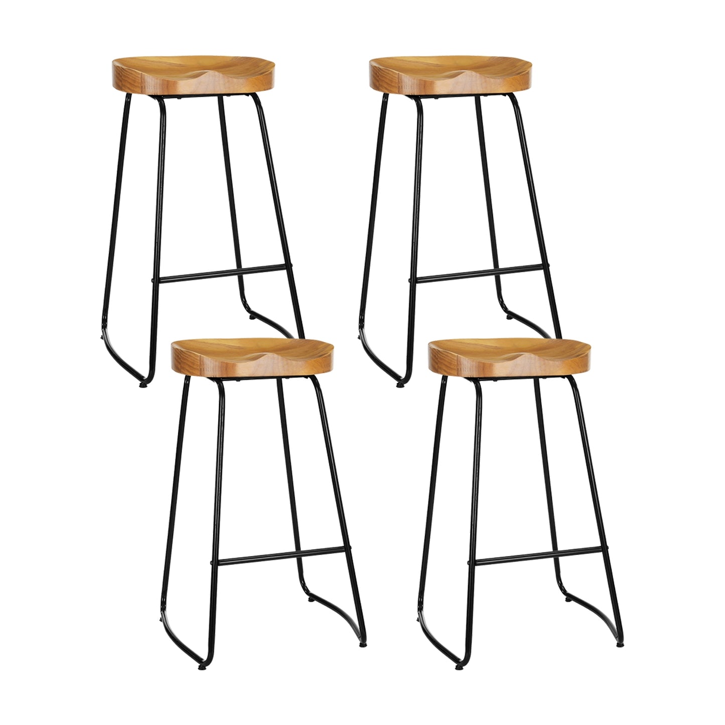 IronCraft Vintage Tractor Bar Stools – Set of 4 (Elm Seat)