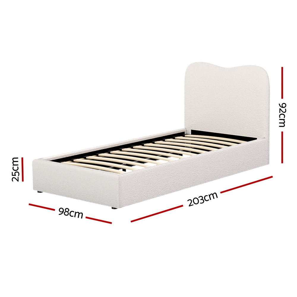 Dara Single Bouclé Bed Frame – Beige