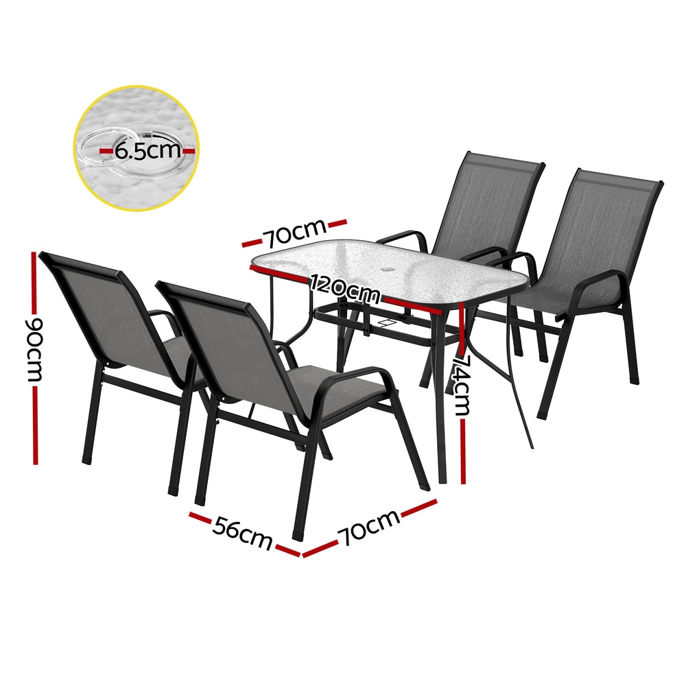 5PC Outdoor Dining Set Table and Chairs