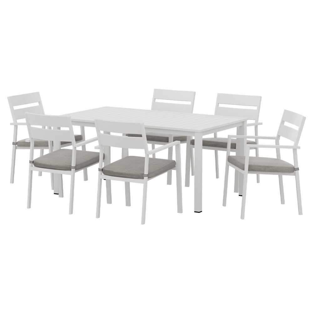 6-Seater Aluminium Outdoor Dining Set - White