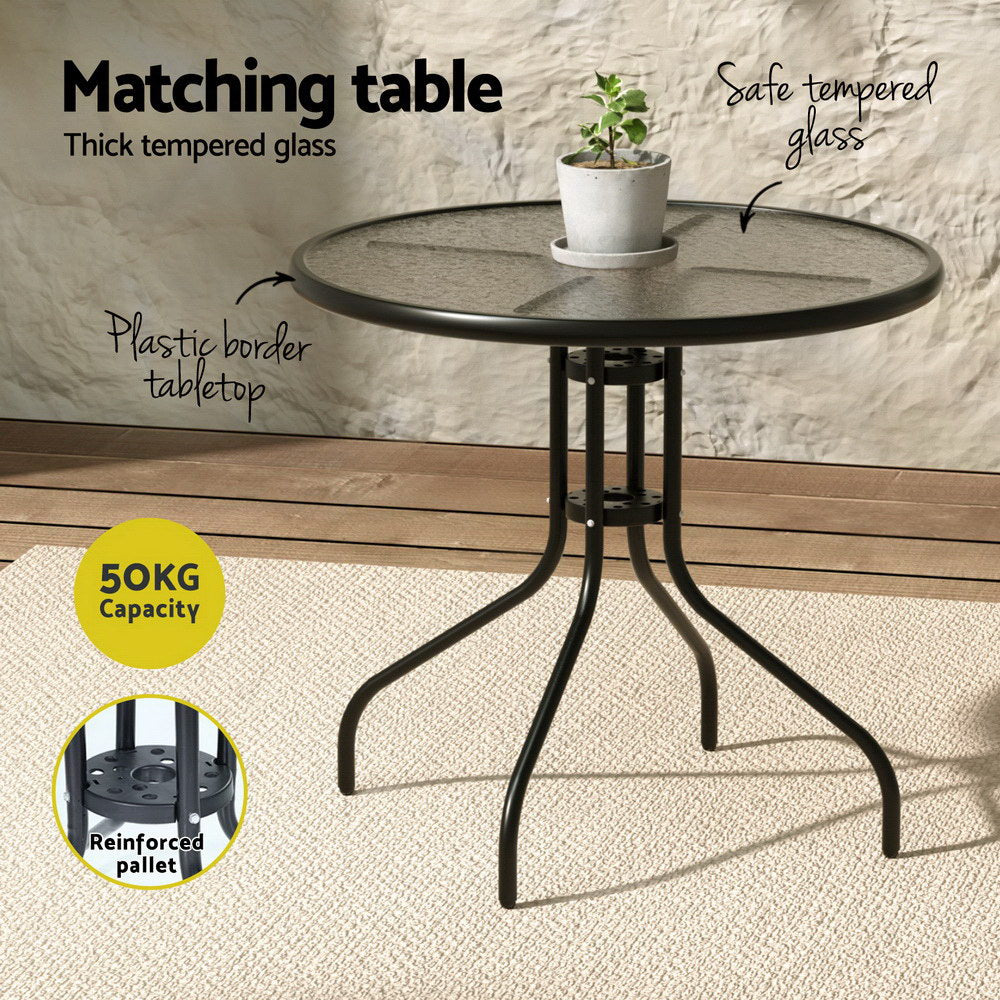 4-Seat Outdoor Dining Set - Black