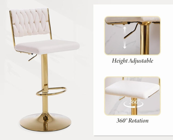 Damak Velvet Adjustable Bar Stools – Set of 2