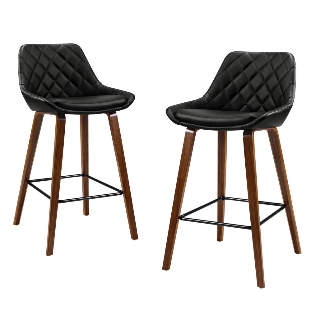 Arbor Luxe PU Leather Bar Stools – Set of 4 (Black) - OZ Home Deals