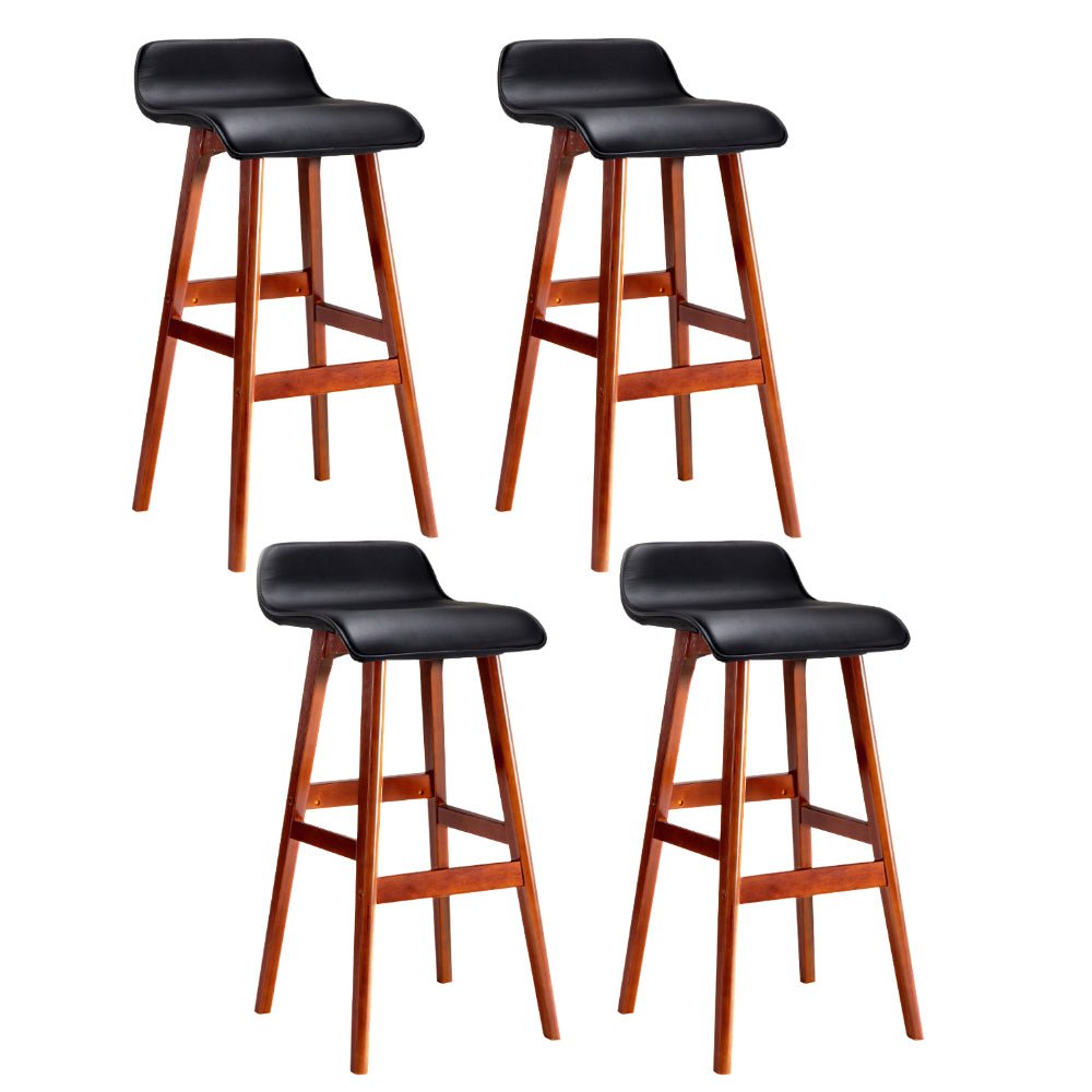 Aurex PU Leather Bentwood Bar Stools – Set of 4 (Black) - OZ Home Deals