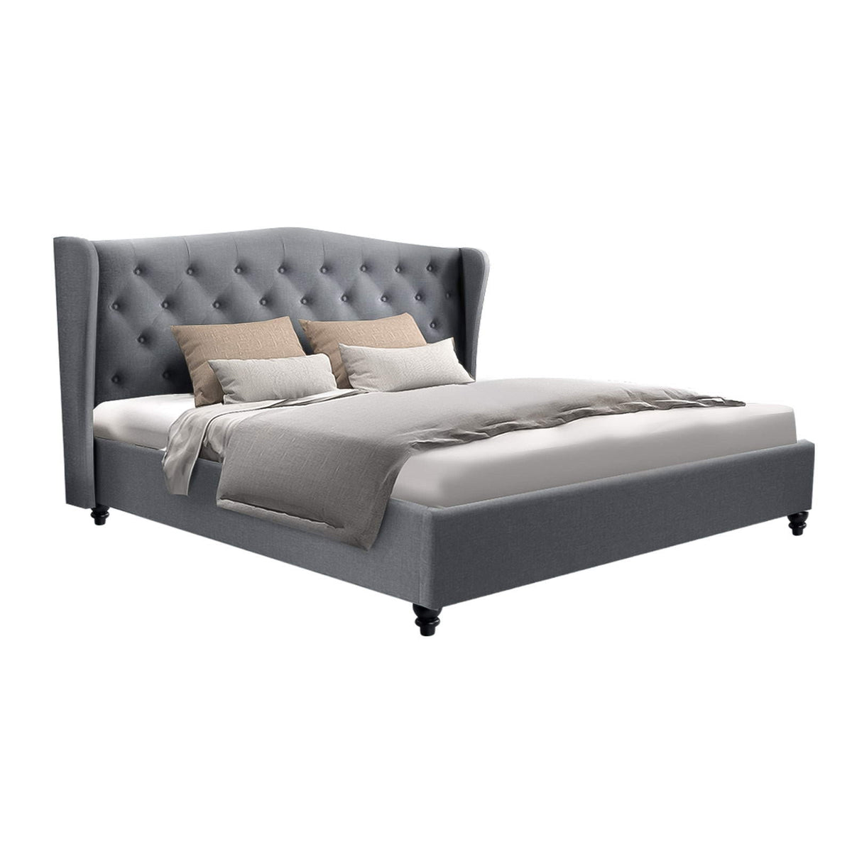 Bed Frame King Size Grey PIER - OZ Home Deals