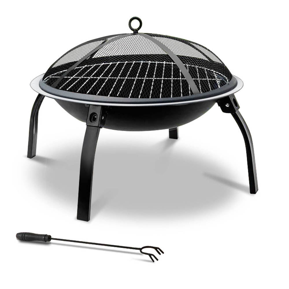 Fire Pit BBQ Charcoal Smoker Portable Outdoor Camping Pits Patio Fireplace 22" - OZ Home Deals