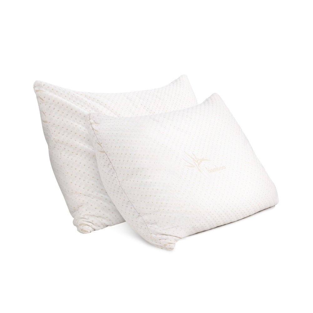 Giselle Bedding Memory Foam Pillow Bamboo Cover Twin Pack - OZ Home Deals