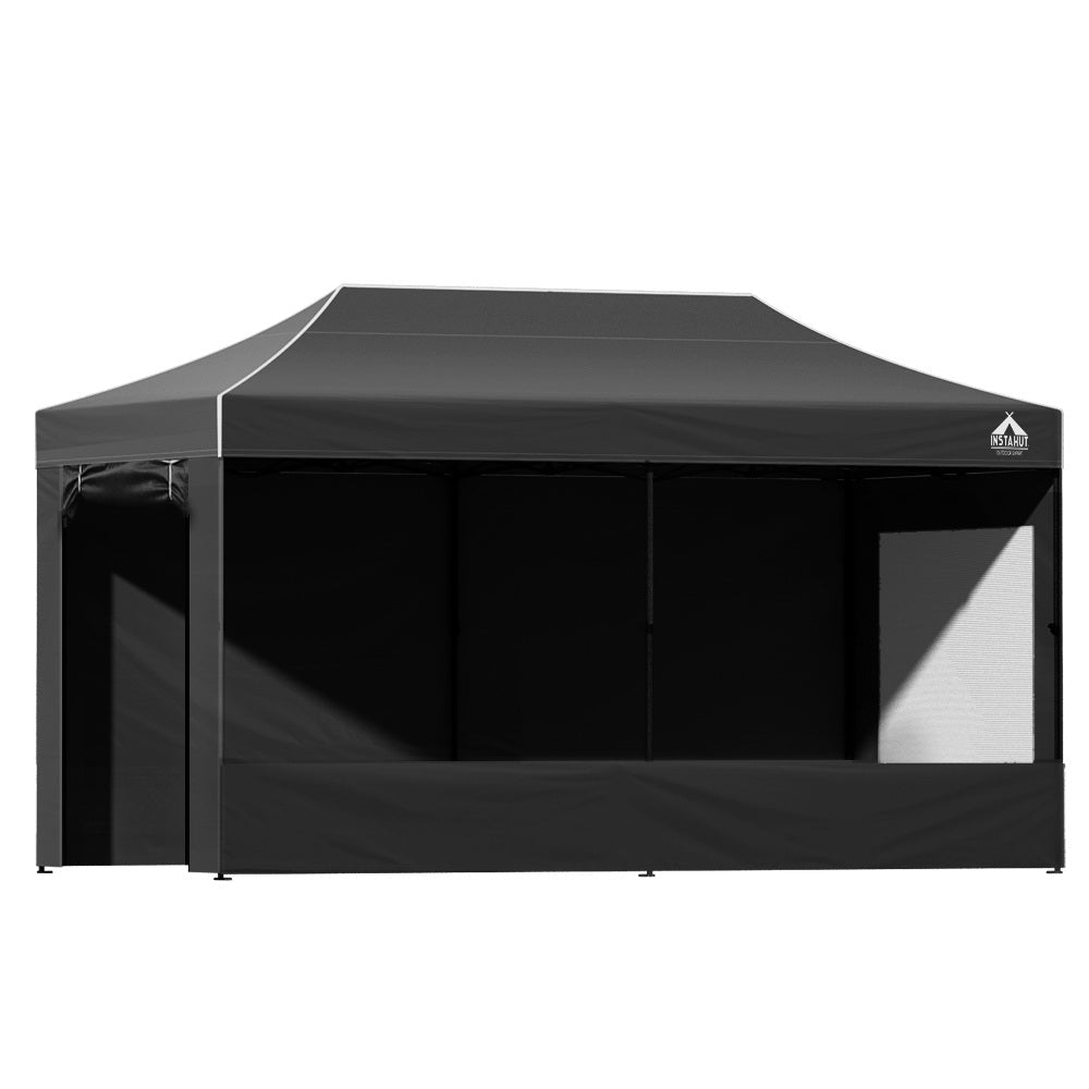Instahut Gazebo 3x6 Pop Up Marquee Folding Tent Wedding Gazebos Camping Outdoor Shade Canopy Black - OZ Home Deals