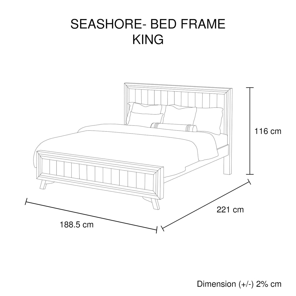 King Size Silver Brush Bed Frame in Acacia Wood Construction - OZ Home Deals