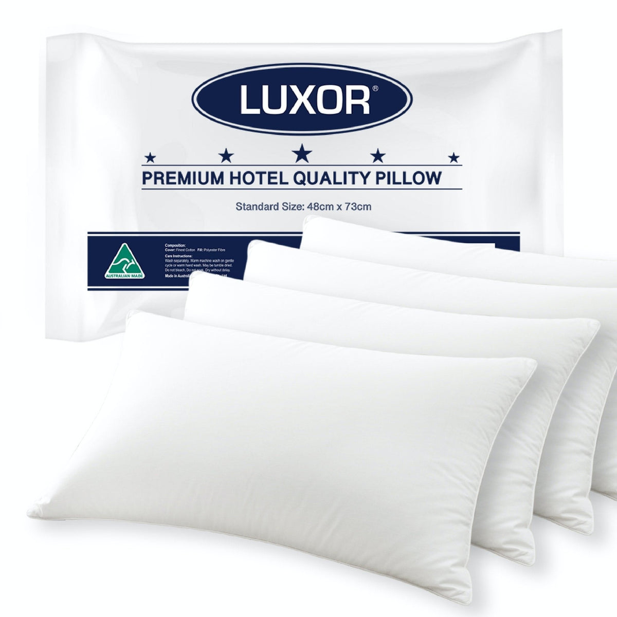 Luxor Australian Made Hotel Quality Pillow Standard Size Four Pack - OZ Home Deals