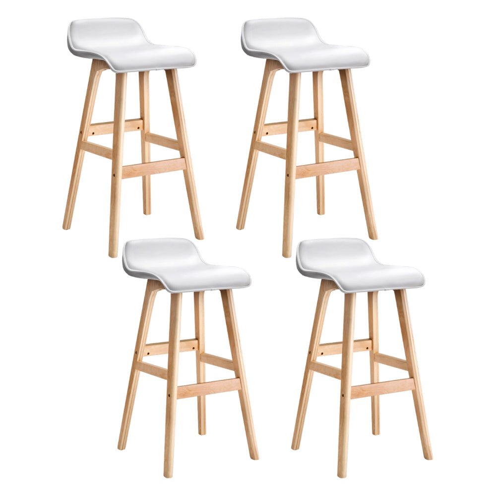 Silvara PU Leather Bentwood Bar Stools – Set of 4 (White) - OZ Home Deals