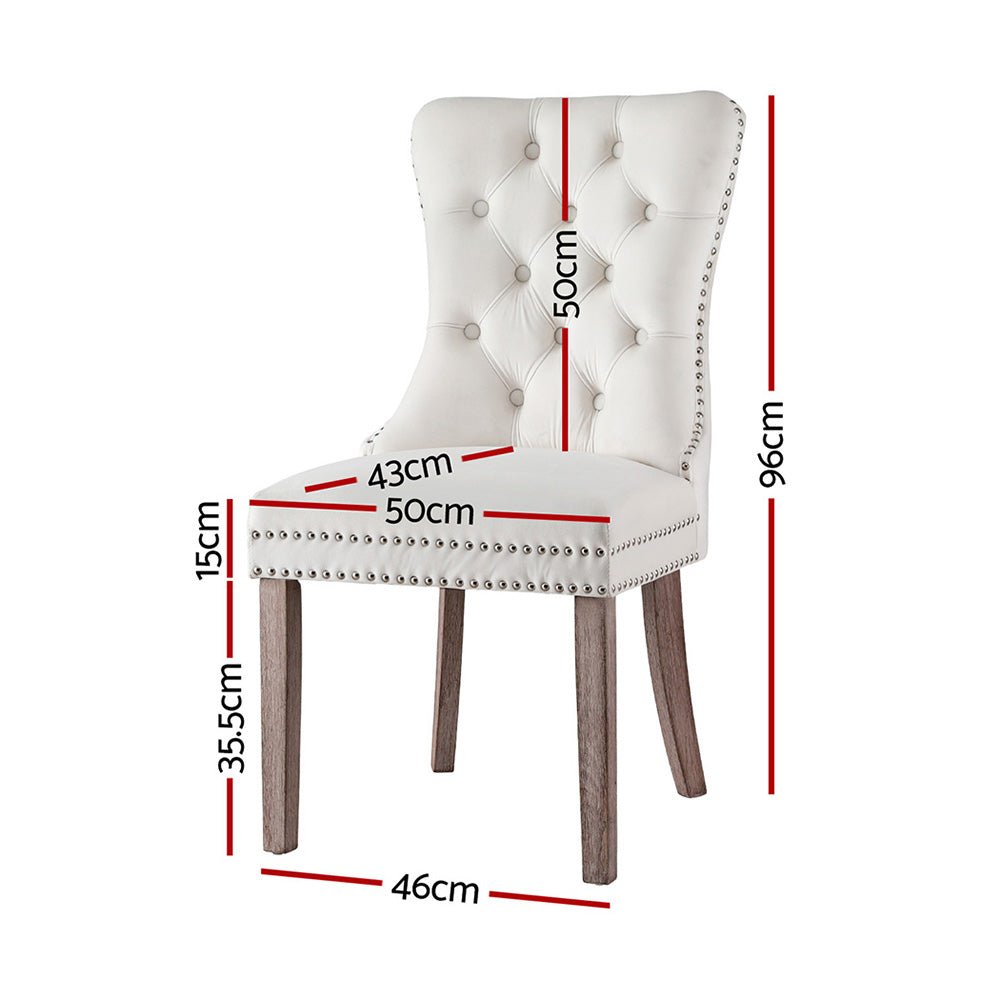 1 Set of 2 Artiss Dining Chairs Beige Velvet - OZ Home Deals