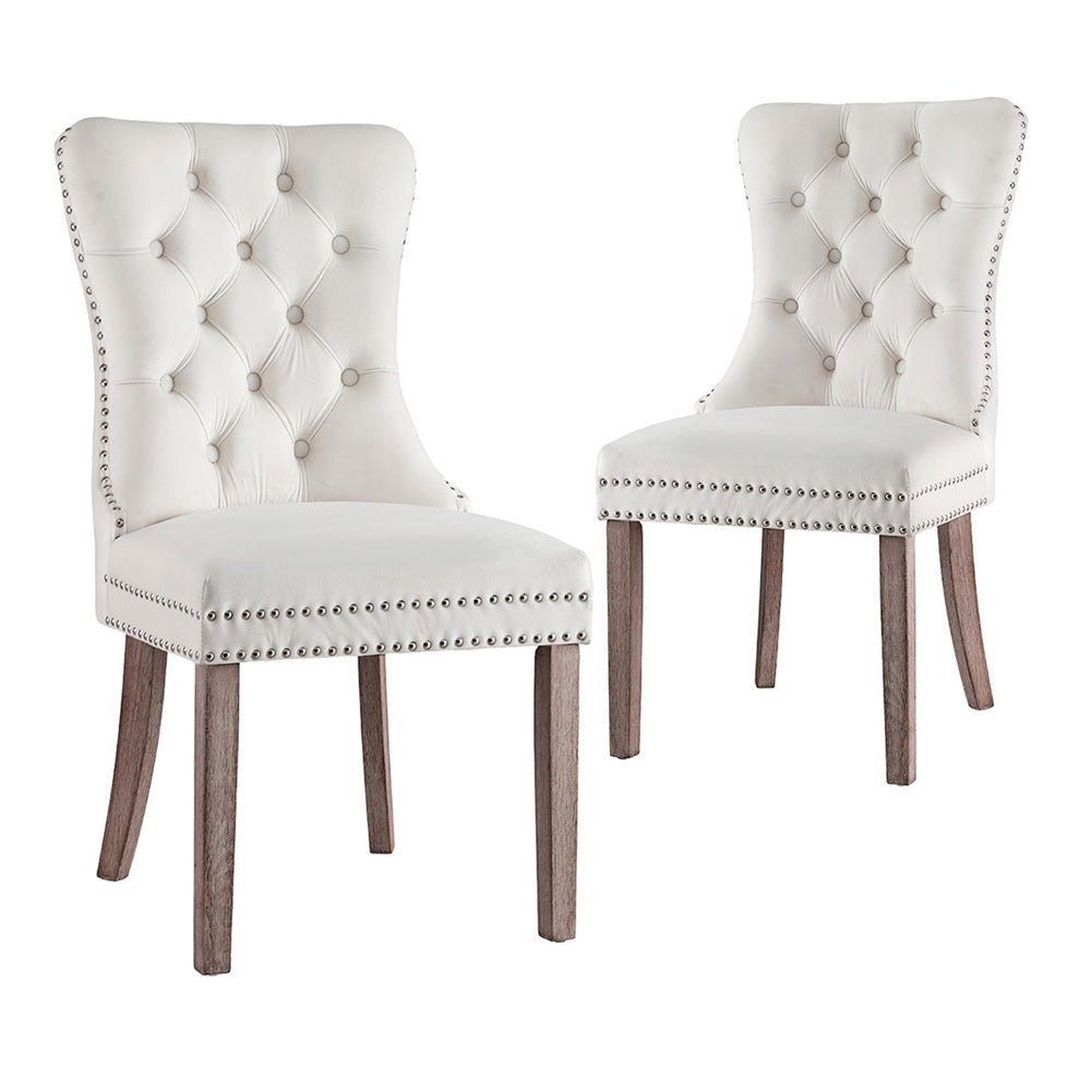 1 Set of 2 Artiss Dining Chairs Beige Velvet - OZ Home Deals