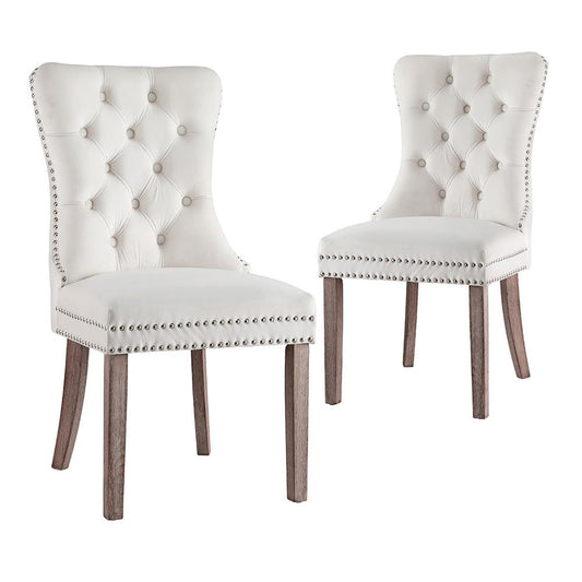 1 Set of 2 Artiss Dining Chairs Beige Velvet - OZ Home Deals