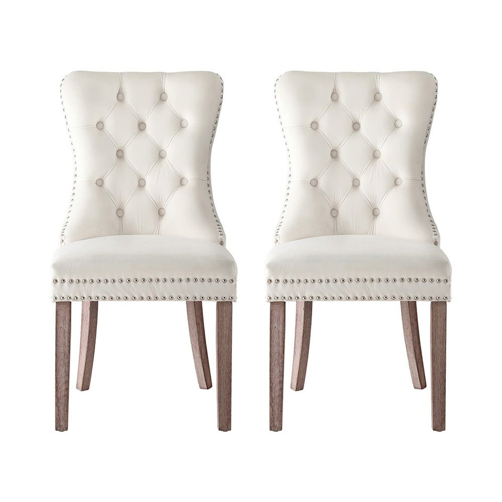 1 Set of 2 Artiss Dining Chairs Beige Velvet - OZ Home Deals