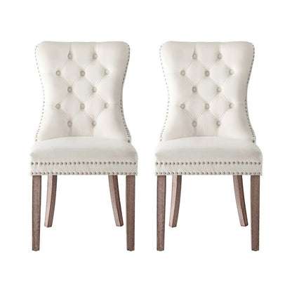 1 Set of 2 Artiss Dining Chairs Beige Velvet - OZ Home Deals