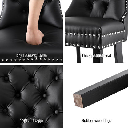 1 Set of 2 Artiss Dining Chairs Black Leather - OZ Home Deals