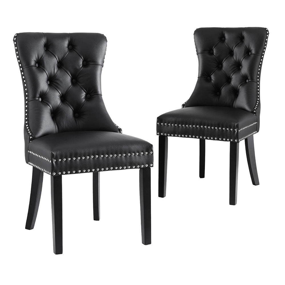 1 Set of 2 Artiss Dining Chairs Black Leather - OZ Home Deals