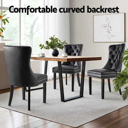 1 Set of 2 Artiss Dining Chairs Black Leather - OZ Home Deals