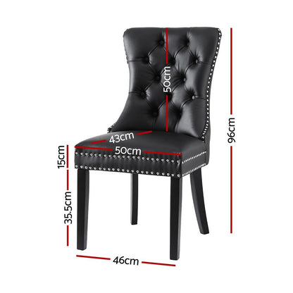 1 Set of 2 Artiss Dining Chairs Black Leather - OZ Home Deals