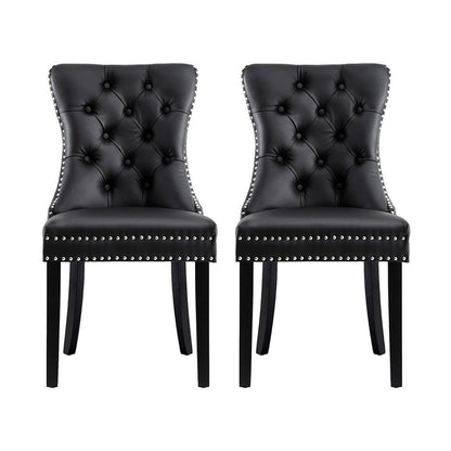 1 Set of 2 Artiss Dining Chairs Black Leather - OZ Home Deals