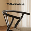 1 Set of 2 Artiss Dining Chairs Wooden Rattan Wishbone Black - OZ Home Deals