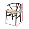 1 Set of 2 Artiss Dining Chairs Wooden Rattan Wishbone Black - OZ Home Deals