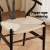 1 Set of 2 Artiss Dining Chairs Wooden Rattan Wishbone Black - OZ Home Deals