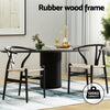 1 Set of 2 Artiss Dining Chairs Wooden Rattan Wishbone Black - OZ Home Deals