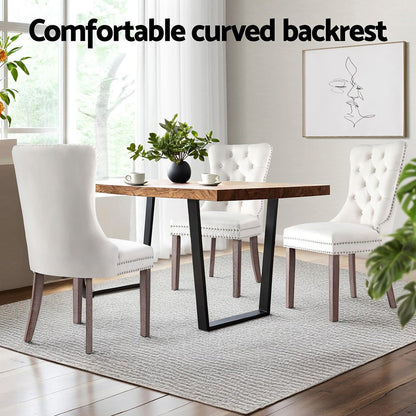 1 Set of 4 Artiss Dining Chairs Beige Velvet - OZ Home Deals