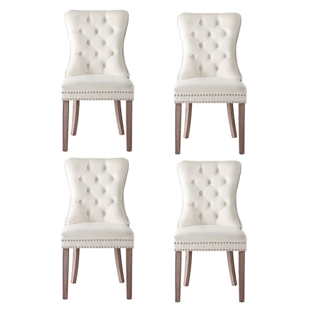 1 Set of 4 Artiss Dining Chairs Beige Velvet - OZ Home Deals