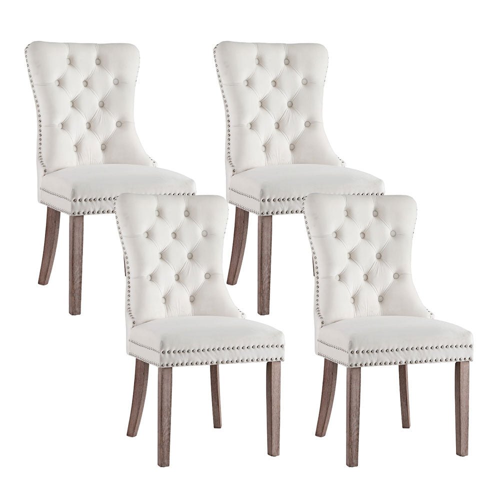 1 Set of 4 Artiss Dining Chairs Beige Velvet - OZ Home Deals