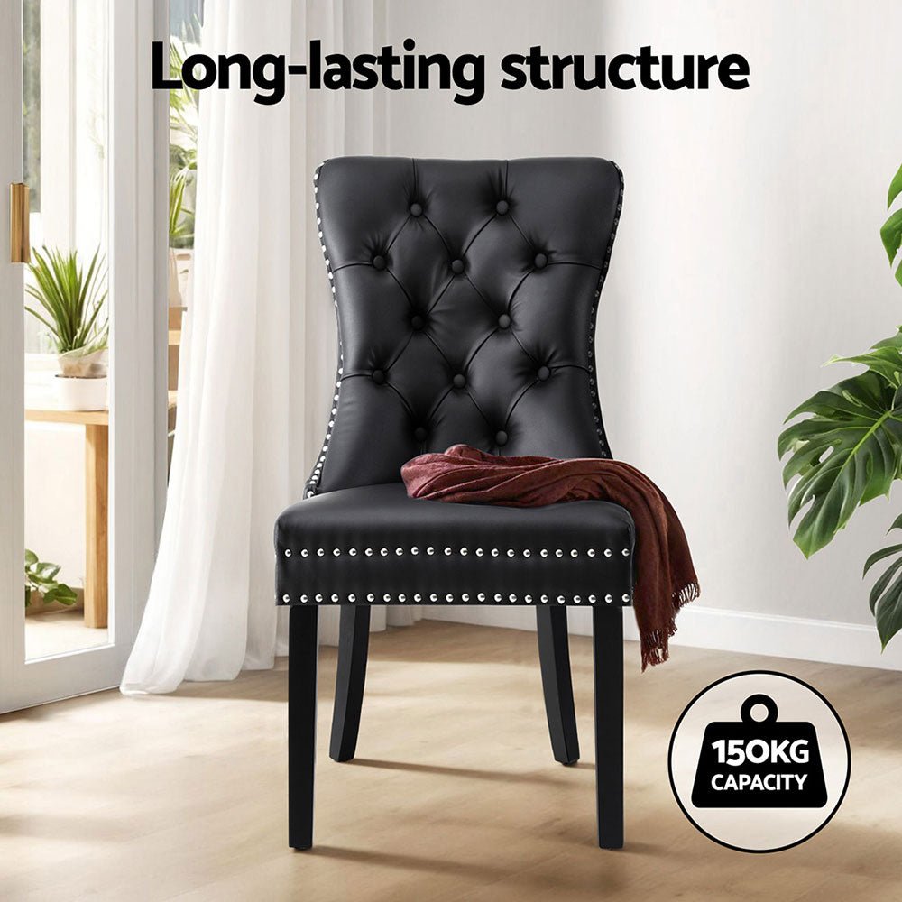 1 Set of 4 Artiss Dining Chairs Black Leather - OZ Home Deals