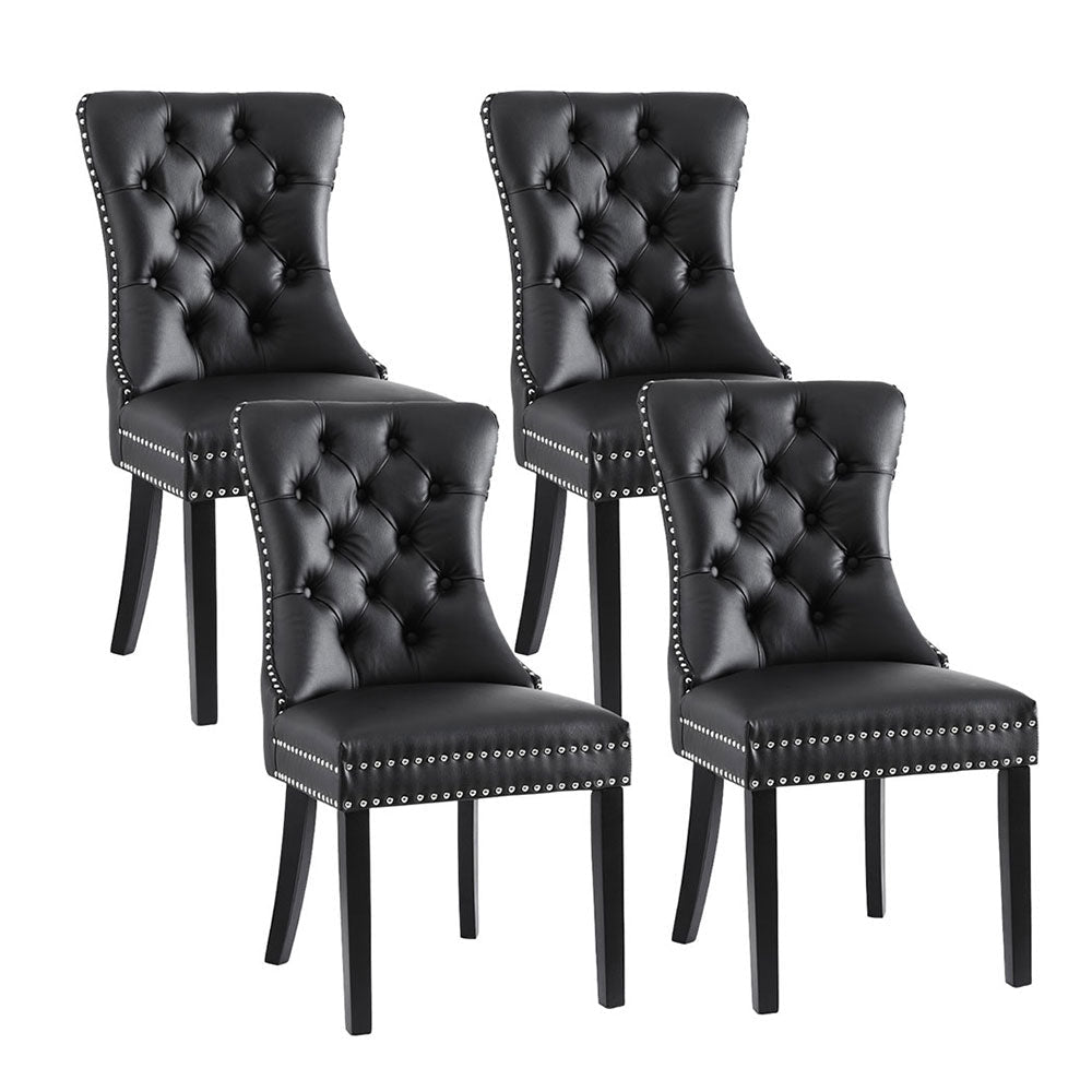 1 Set of 4 Artiss Dining Chairs Black Leather - OZ Home Deals