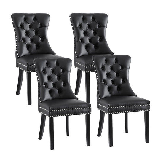 1 Set of 4 Artiss Dining Chairs Black Leather - OZ Home Deals