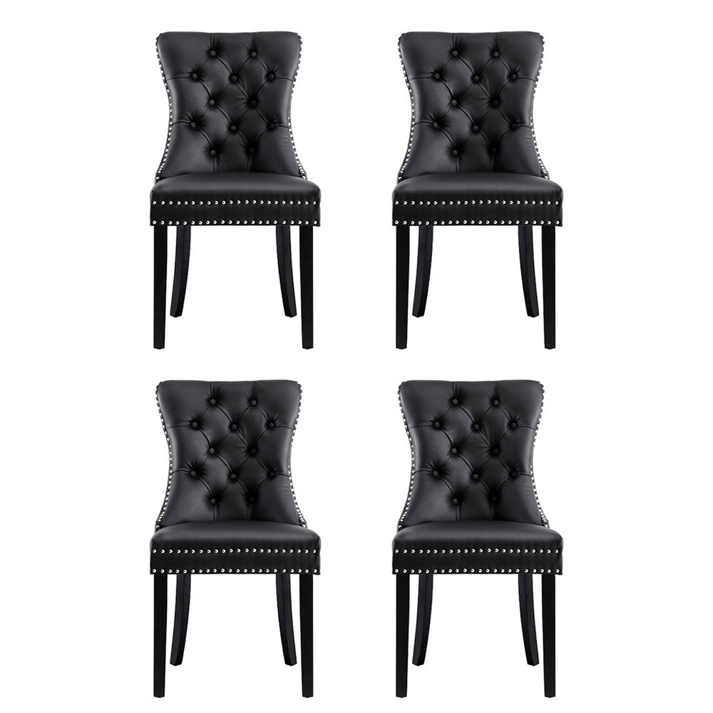 1 Set of 4 Artiss Dining Chairs Black Leather - OZ Home Deals