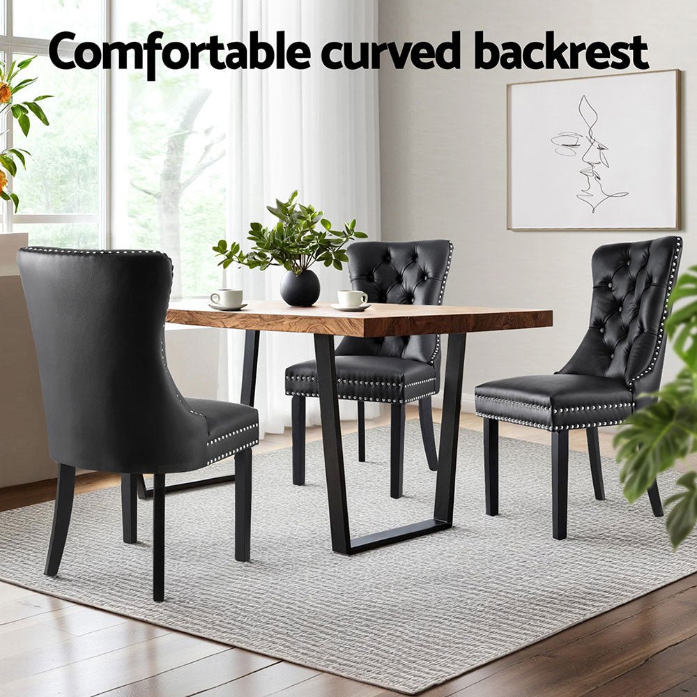 1 Set of 4 Artiss Dining Chairs Black Leather - OZ Home Deals