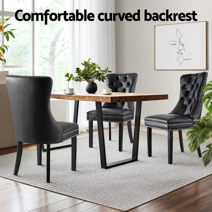 1 Set of 4 Artiss Dining Chairs Black Leather - OZ Home Deals