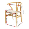 1 Set of 4 Artiss Dining Chairs Wooden Rattan Seat Wishbone Back - OZ Home Deals