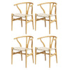 1 Set of 4 Artiss Dining Chairs Wooden Rattan Seat Wishbone Back - OZ Home Deals