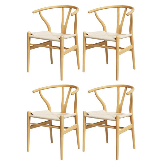 1 Set of 4 Artiss Dining Chairs Wooden Rattan Seat Wishbone Back - OZ Home Deals