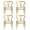 1 Set of 4 Artiss Dining Chairs Wooden Rattan Seat Wishbone Back - OZ Home Deals