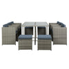 10-Seater Wicker Outdoor Dining Set - Grey - OZ Home Deals