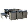 10-Seater Wicker Outdoor Dining Set - Grey - OZ Home Deals